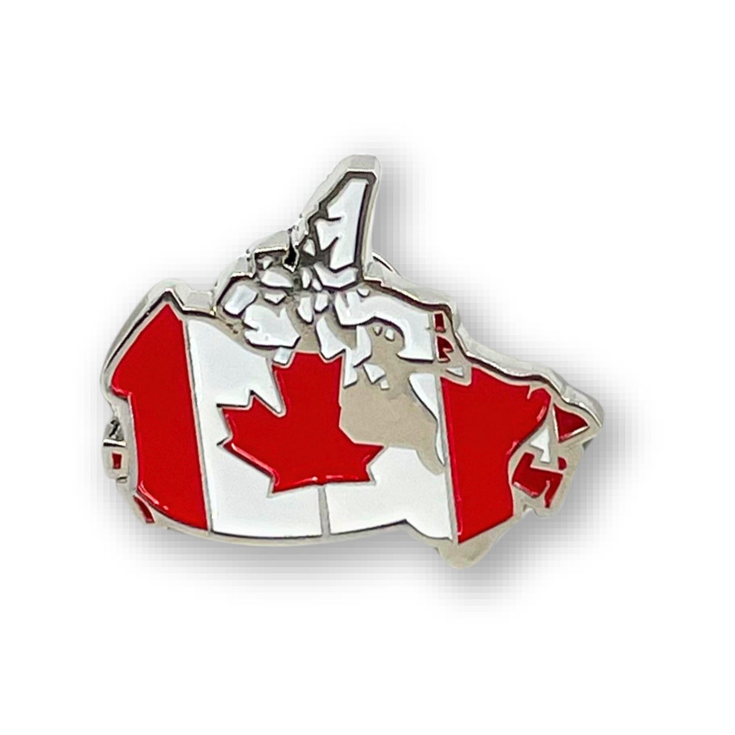 The Northern Icons Canada Flag Map Enamel Pin is a stylish maple leaf lapel pin by Northern Icons.