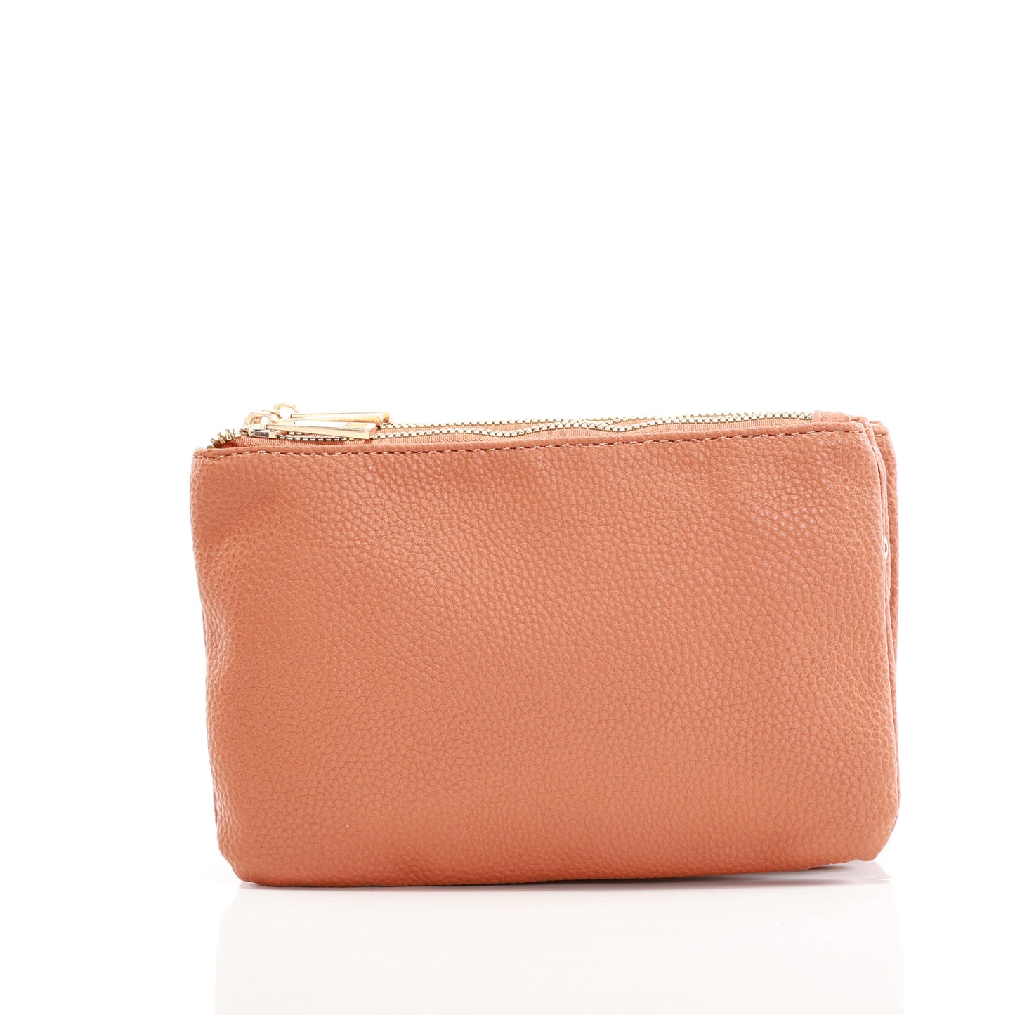 Alina's Triple Zip RFID Crossbody/Wristlet, tan, front view