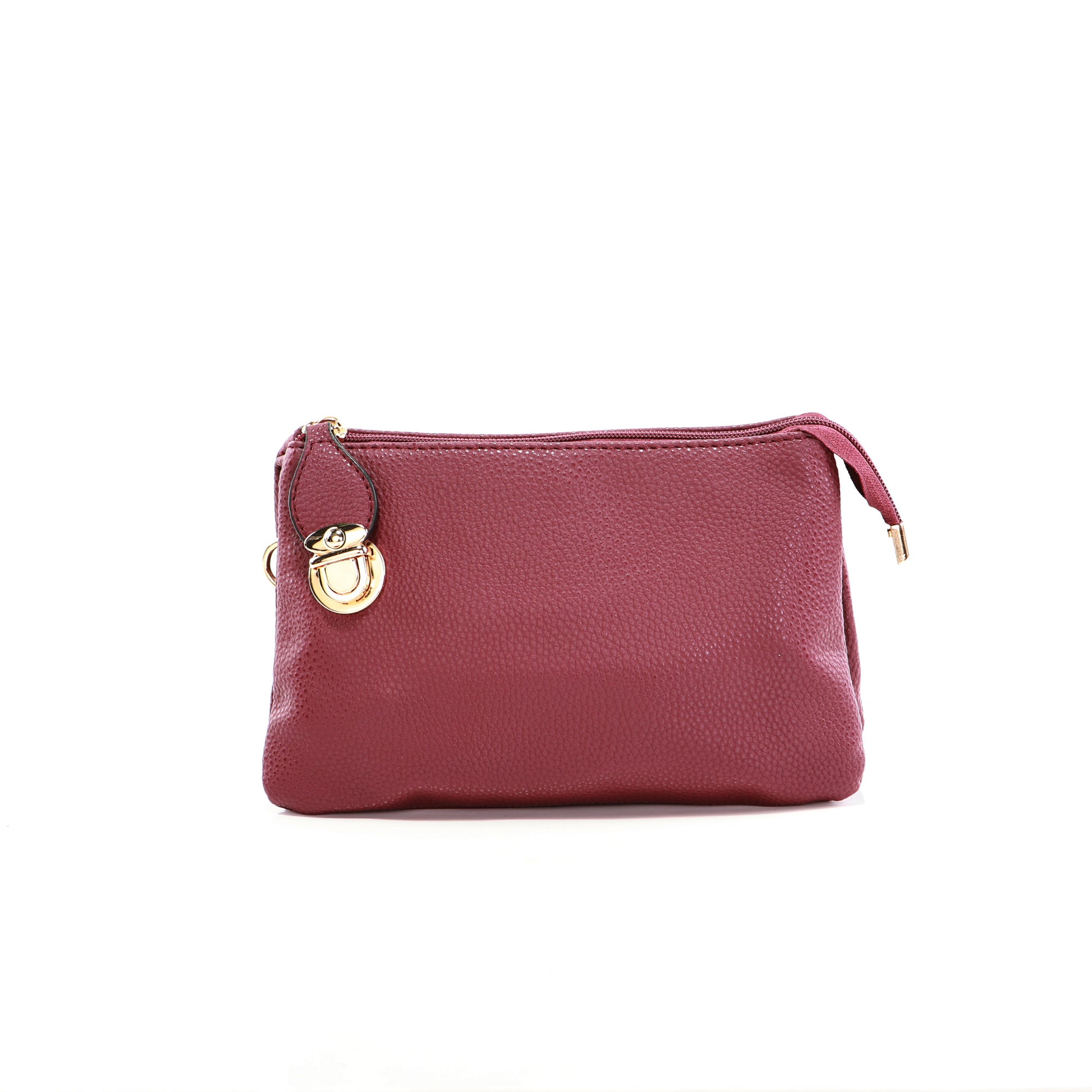 Alina's RFID Clutch Wristlet in wine red colour, front view