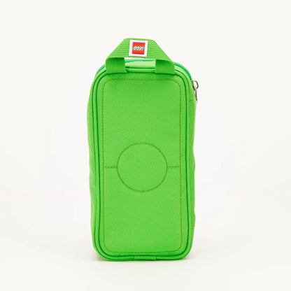 Bright green rectangular LEGO® Brick Simple Pouch - ONLINE ONLY with a carry handle and circular front stitching.