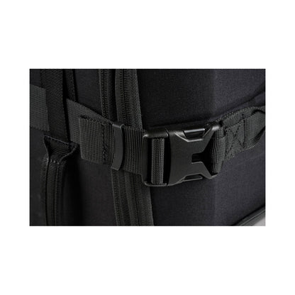 Pelican™ Aegis Carry-on 4-Wheel Hybrid Duffel, black, close up of wrap around buckle strap.