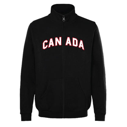 GGS Unisex Full Zip Canada Fleece—black with “CANADA” white/red applique on chest.