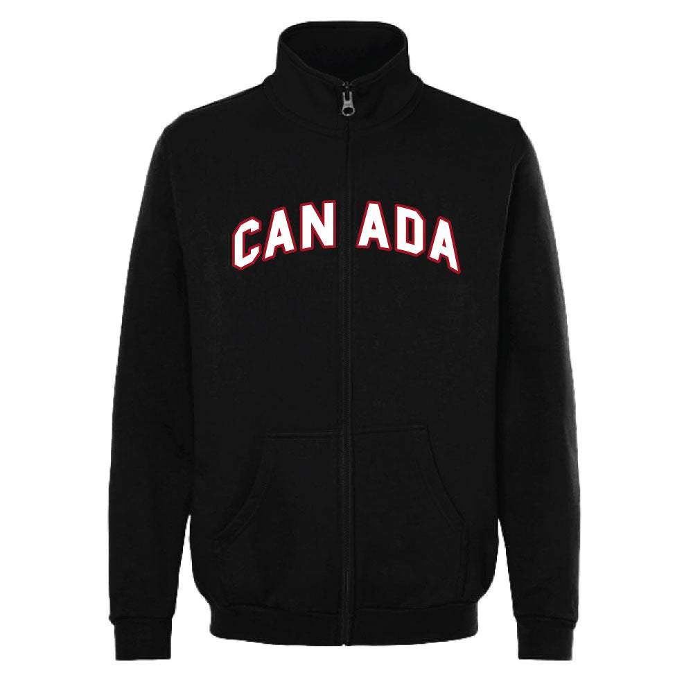 GGS Unisex Full Zip Canada Fleece—black with “CANADA” white/red applique on chest.