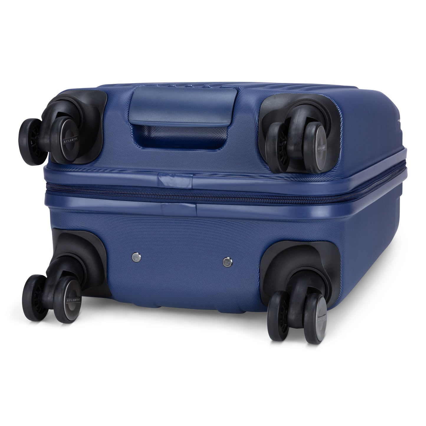 Atlantic Propeller 19" Hardside Spinner Carry-on, dark navy, bottom view of spinner wheels