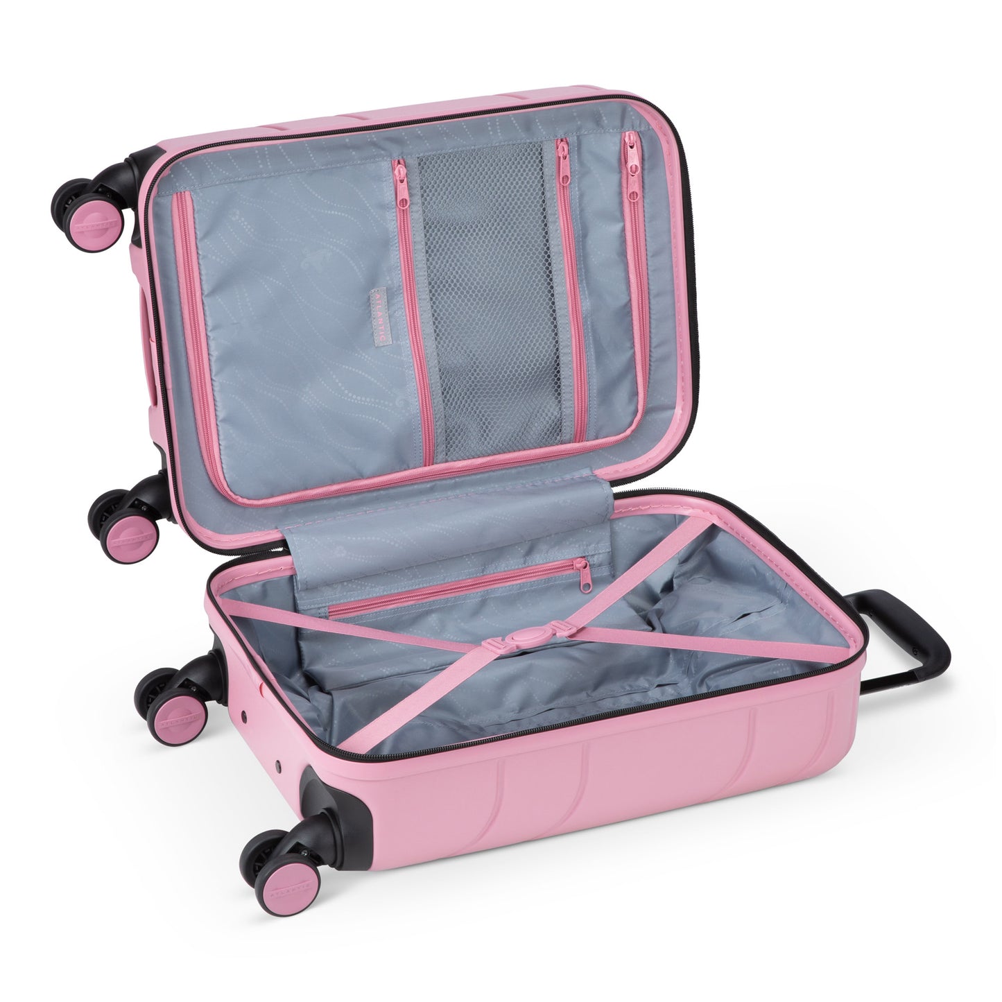 Atlantic Transmarine 19" Hardside Spinner Carry-on, blush pink colour, open view of interior