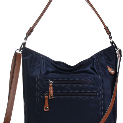 Seven Days Nylon RFID Crossbody Tote in Navy, close-up front view.