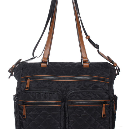 Seven Days Quilted RFID Tote in black, front view.