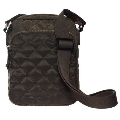 Seven Days Quilted RFID Crossbody in olive, front close-up view.