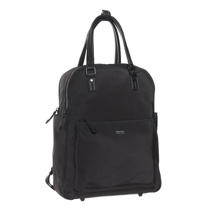 The SevenDays Backpack Tote in black features dual handles and a front zip pocket, ideal as a laptop bag.
