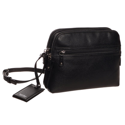 SevenDays Serenity RFID Crossbody: black bag with organized storage and adjustable strap.