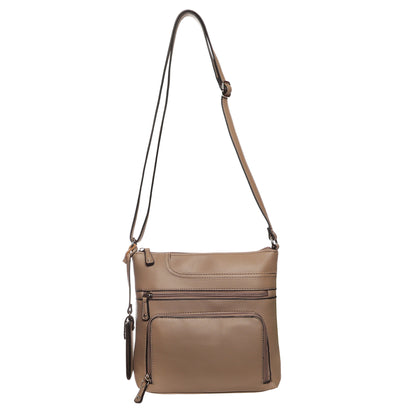 SevenDays Aspen RFID Front Zip Crossbody with adjustable strap & zip pockets for secure storage.