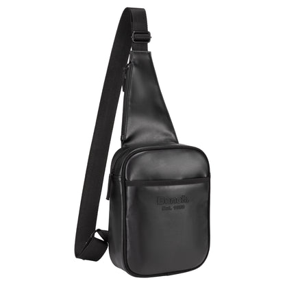 Bench Jayce Men's Sling Bag by Bench with adjustable strap, front zip pocket, and RFID protection.