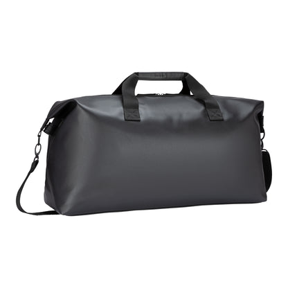 The Bench Jayce East West Weekender is a black bag with short handles and detachable strap—ideal for travel.