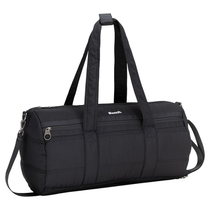 The Bench Georgia Weekender is a black bag with double handles and a detachable shoulder strap.