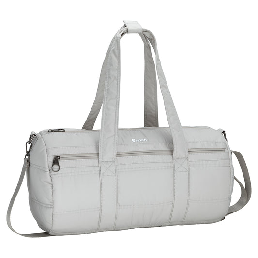 Product Image – Bench Georgia Weekender by Bench in light gray with top handles, shoulder strap, and front zip pocket.