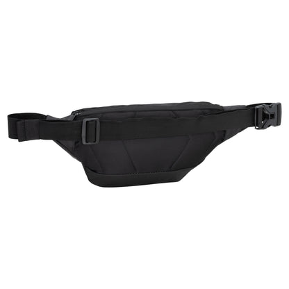 The Bench Terra Fanny Pack is a black crossbody waist bag with an adjustable strap and buckle.