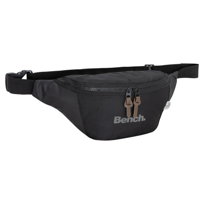 Bench Terra Fanny Pack in black with two zippers and adjustable strap, shown on a white background.