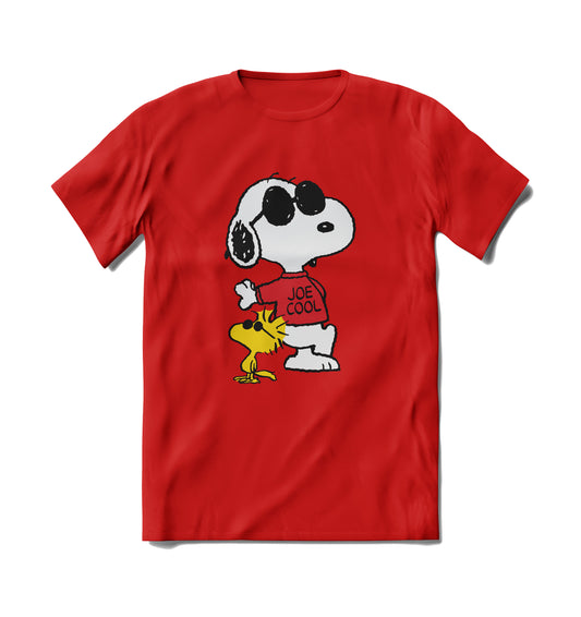 Product Image – Red Brief Insanity T-Shirt – Peanuts Snoopy Joe Cool, comfy short sleeves.