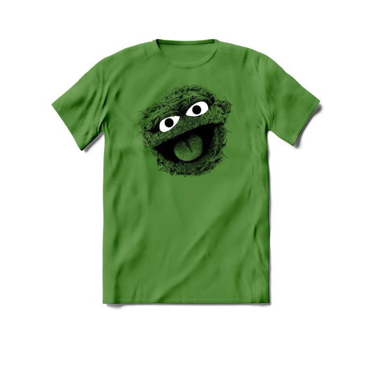 Product Image – Brief Insanity T-Shirt - Sesame Street Grouchy, featuring Oscar the Grouch's face.