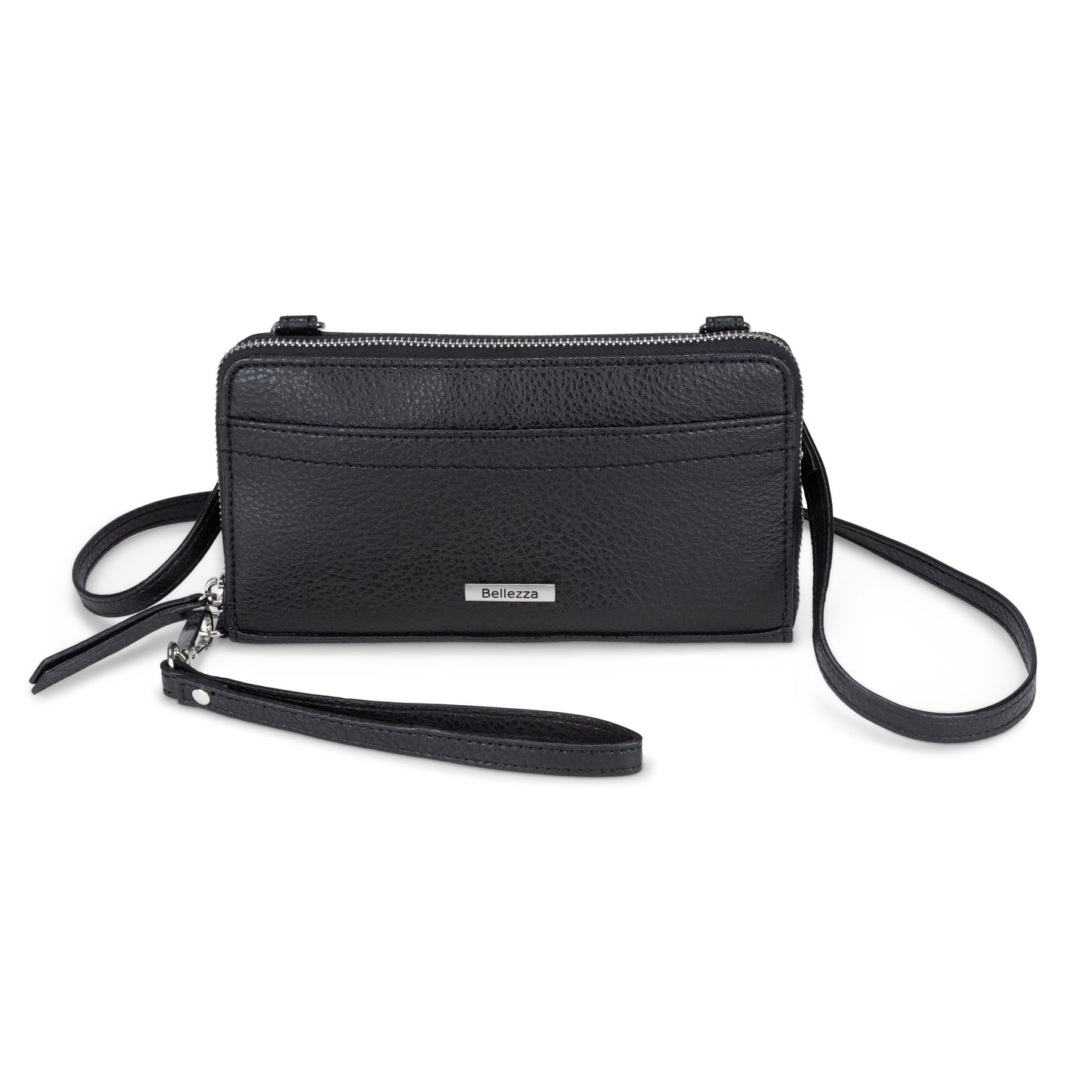 Bellezza Wallet on a String Crossbody, black, front view