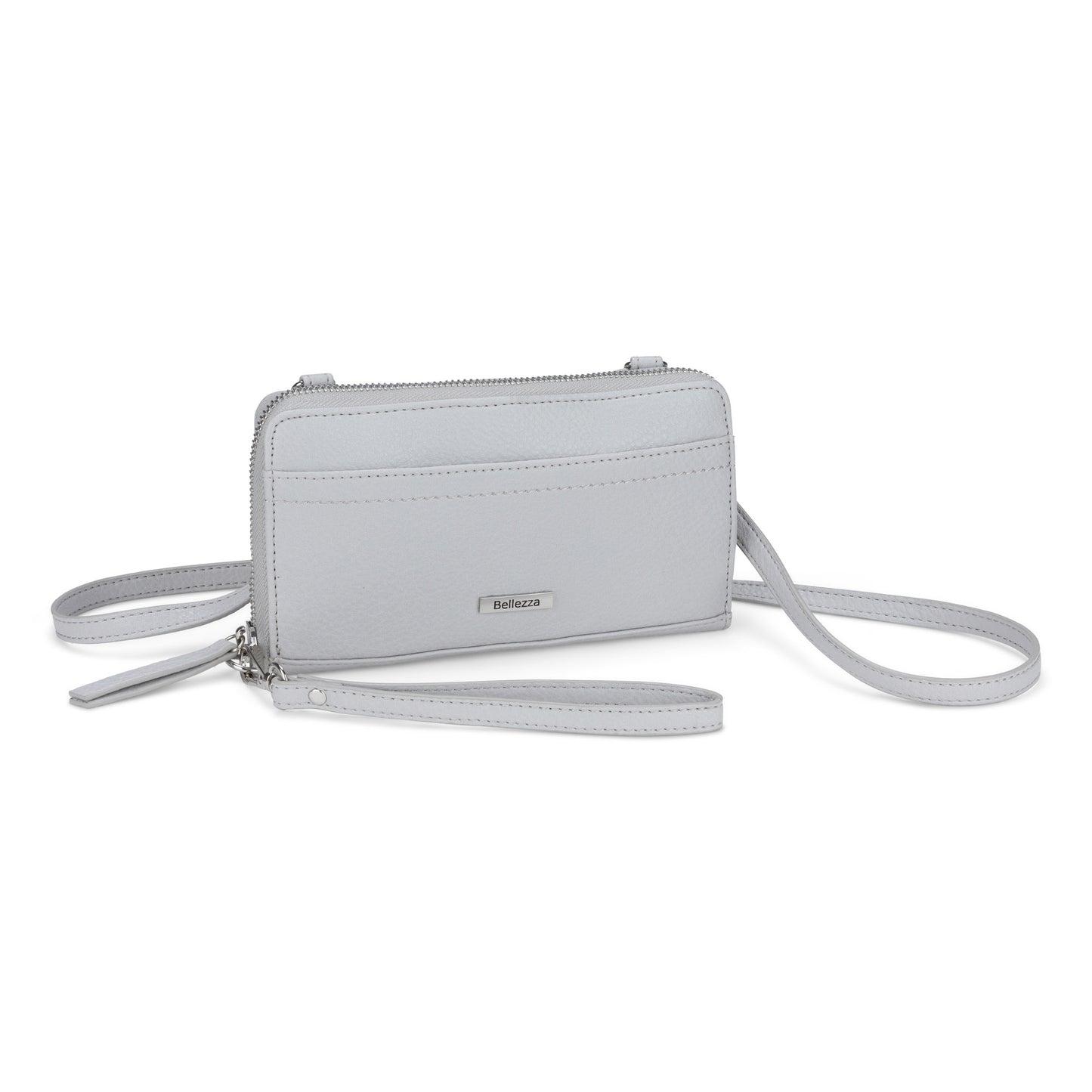 Bellezza Wallet on a String Crossbody, stone, front angled view