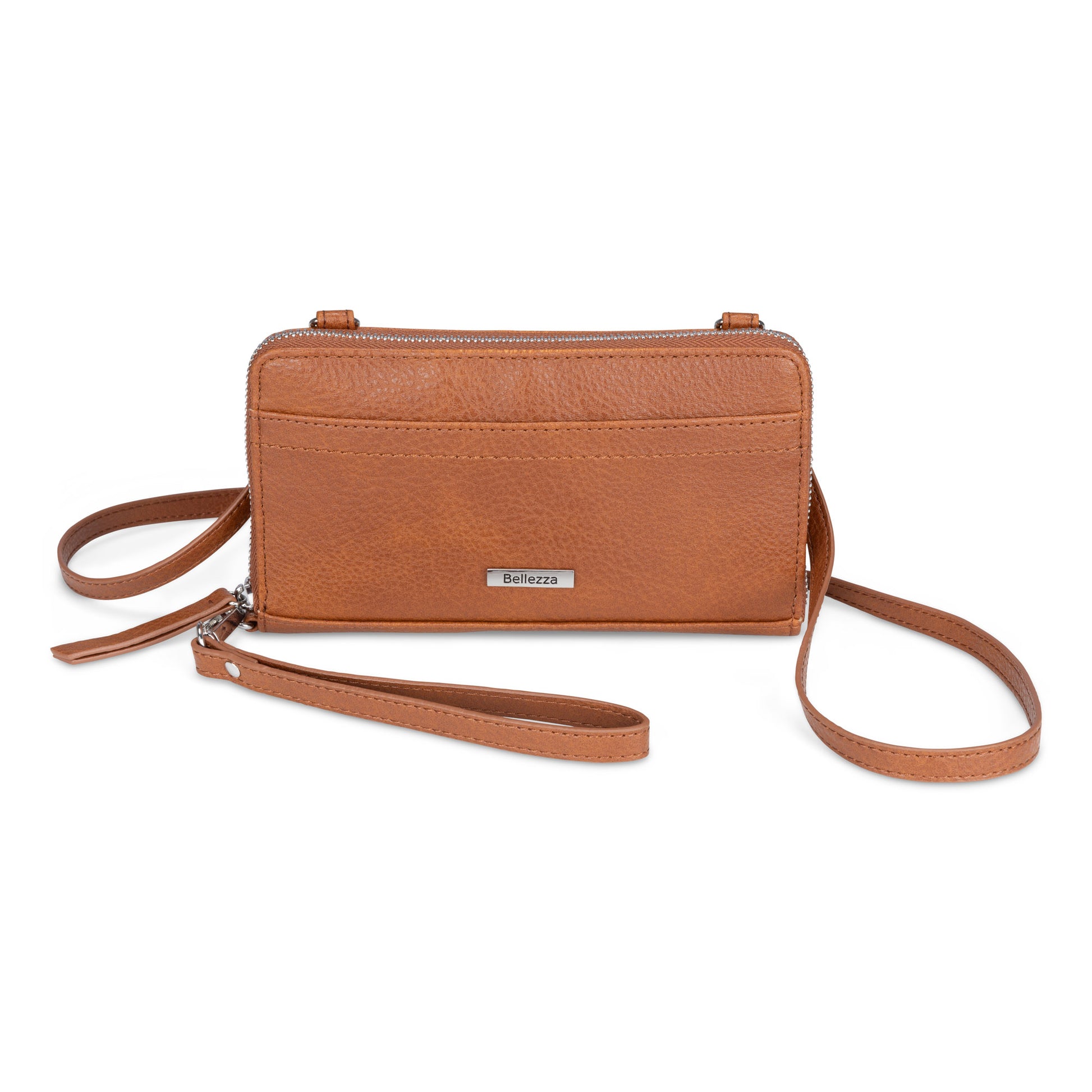 Bellezza Wallet on a String Crossbody, cognac, front view