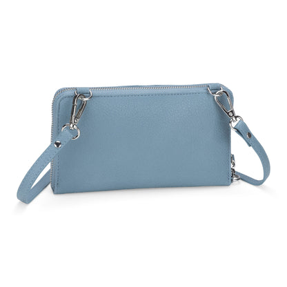 Bellezza Wallet on a String Crossbody, light blue, back view