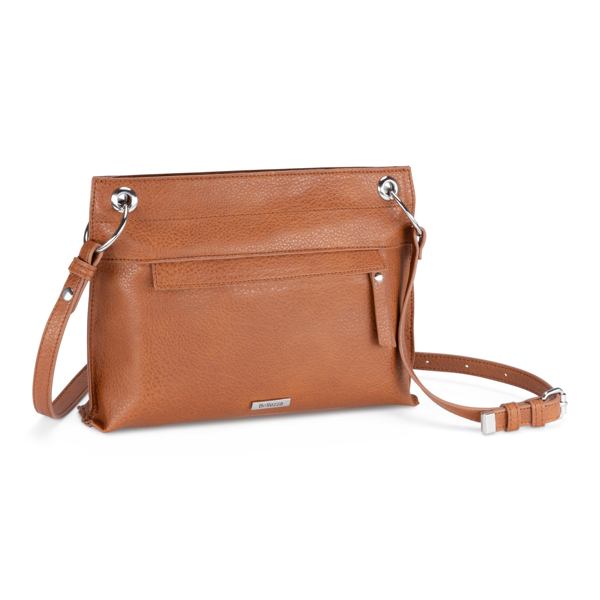 Bellezza East/West Crossbody, cognac, front angled view