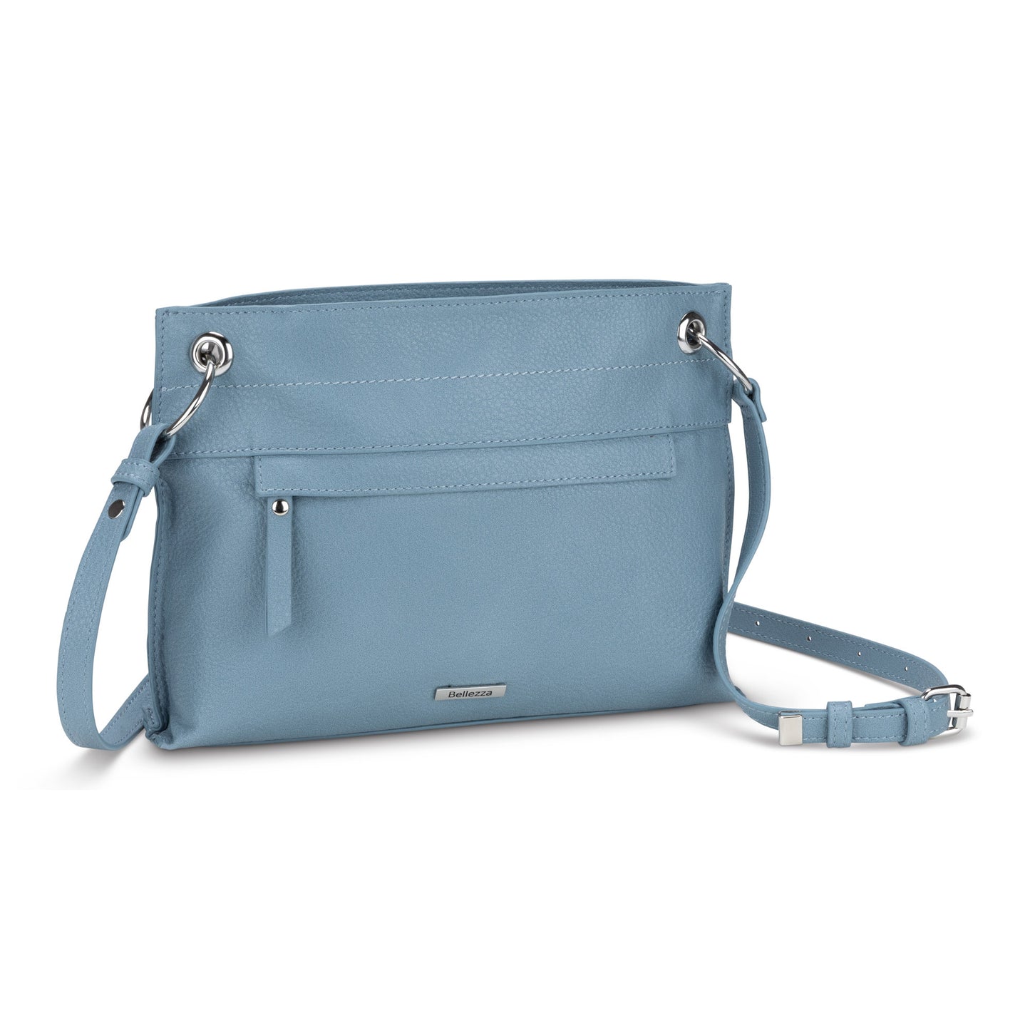 Bellezza East/West Crossbody, light blue, front angled view