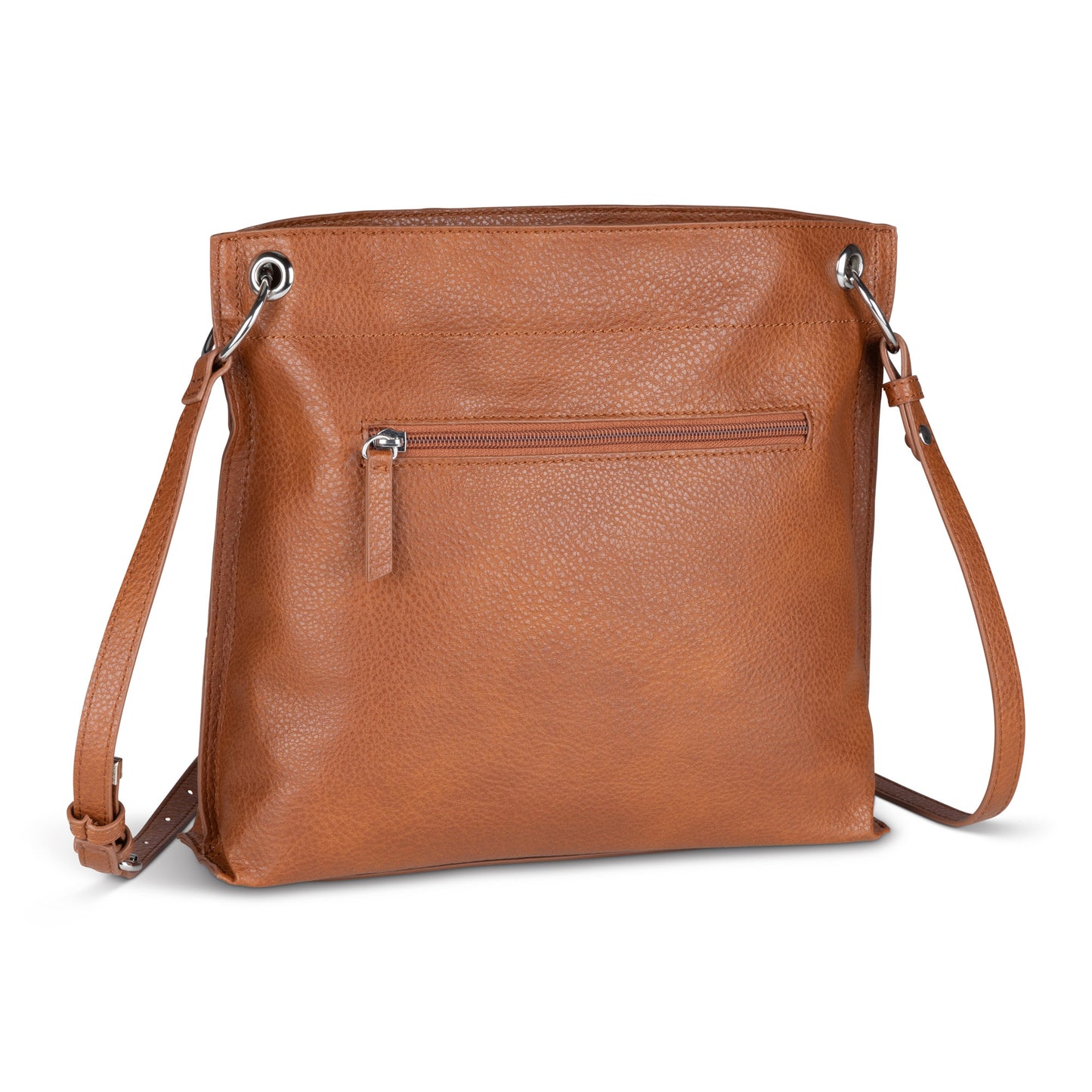 Bellezza North/South Crossbody, cognac, back angled view