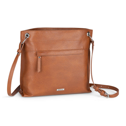 Bellezza North/South Crossbody, cognac, front angled view