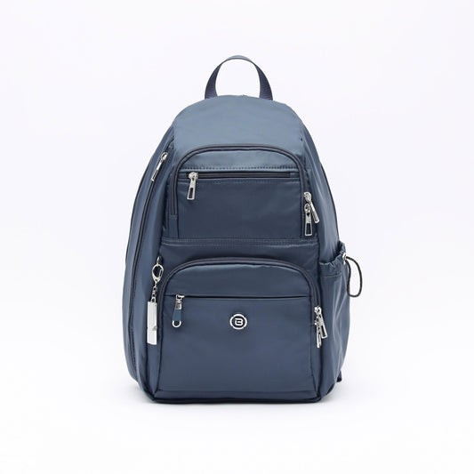 Product Image – The Beside-U Aileen R1 Backpack in blue, with multiple zippered compartments and a small logo on white background.