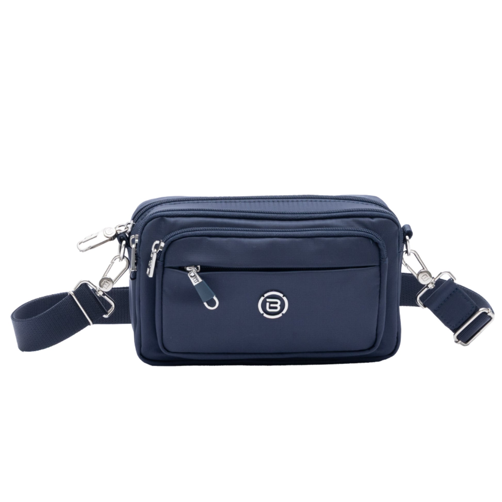 Beside-U Gelato Crossbody: navy anti-slash bag with RFID pocket, adjustable strap & silver hardware.