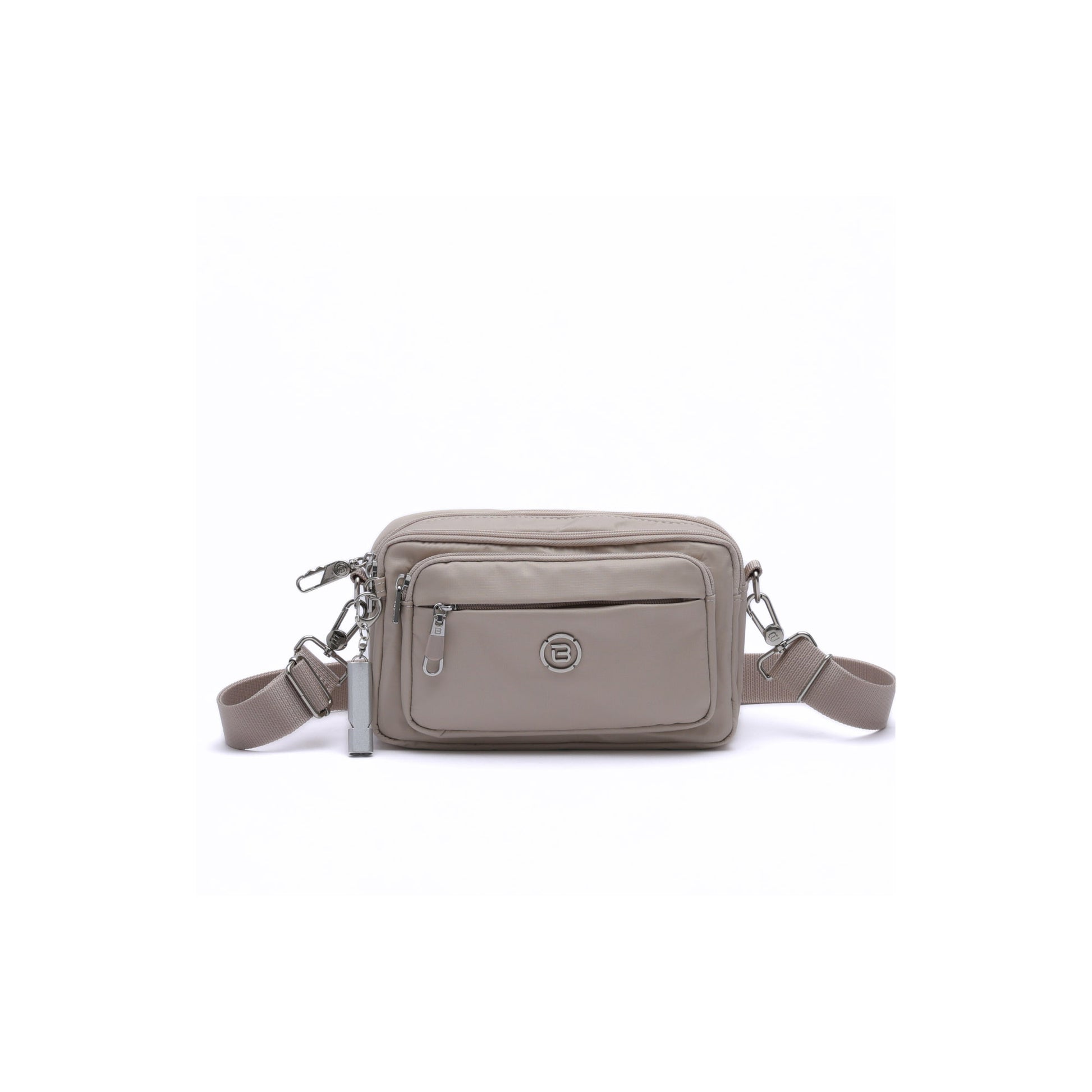 Beside-U Gelato Crossbody: light brown bag with RFID pocket, front zipper & adjustable strap by Beside-U.
