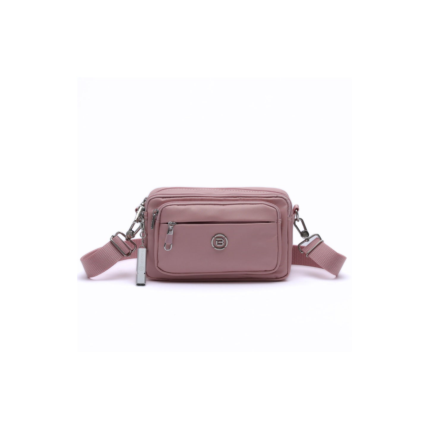 Beside-U Gelato Crossbody in pink with RFID pocket, front zipper, and adjustable strap by Beside-U.