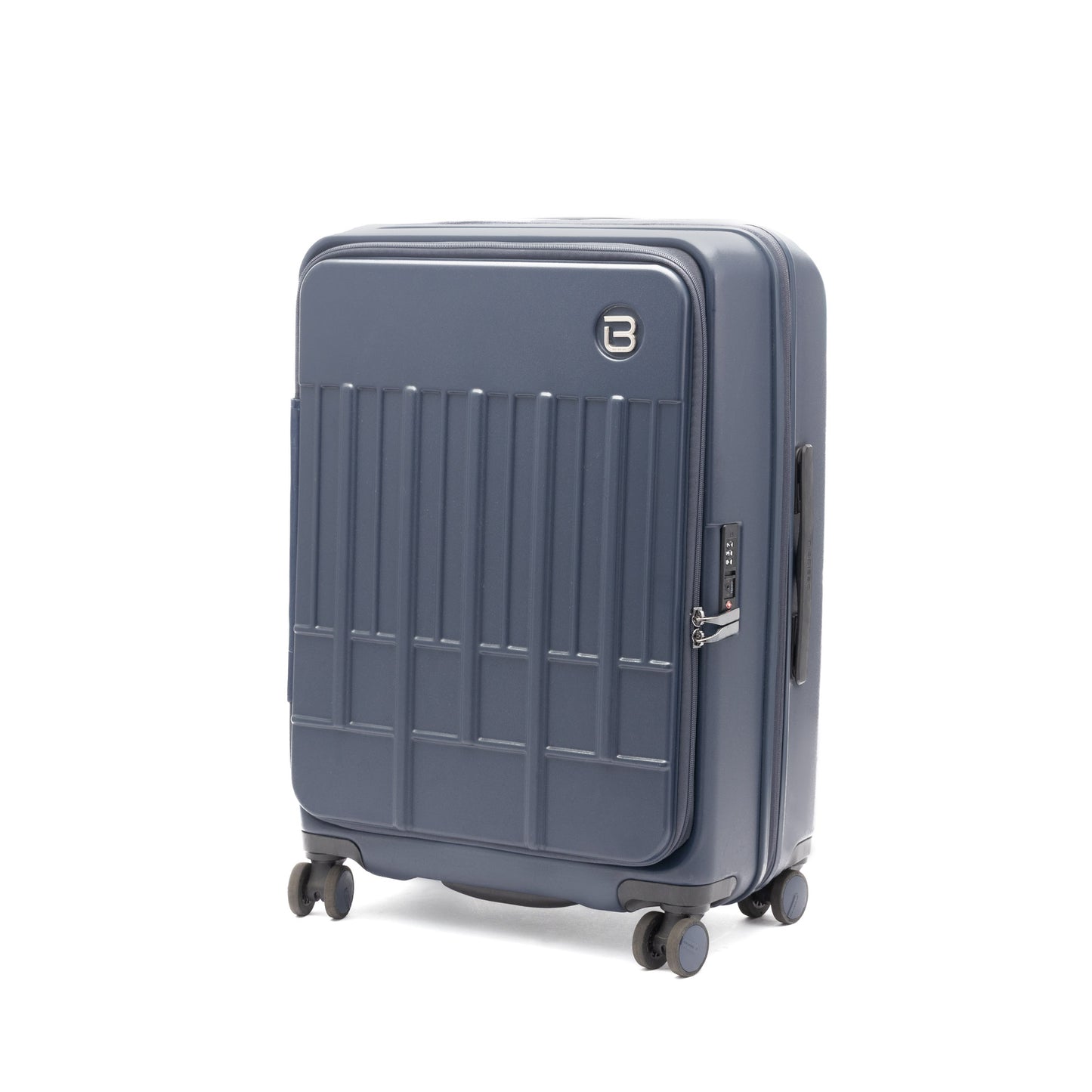 Beside-U Posh Voyage 24" Hardside Spinner in dark blue with 4 wheels, TSA lock, side handle & zip divider.