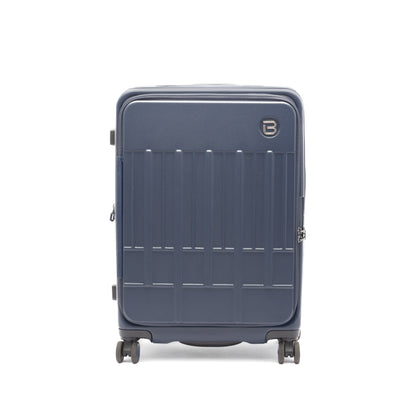 Beside-U Posh Voyage 24" navy hardside spinner suitcase, upright and closed, on a plain white background.