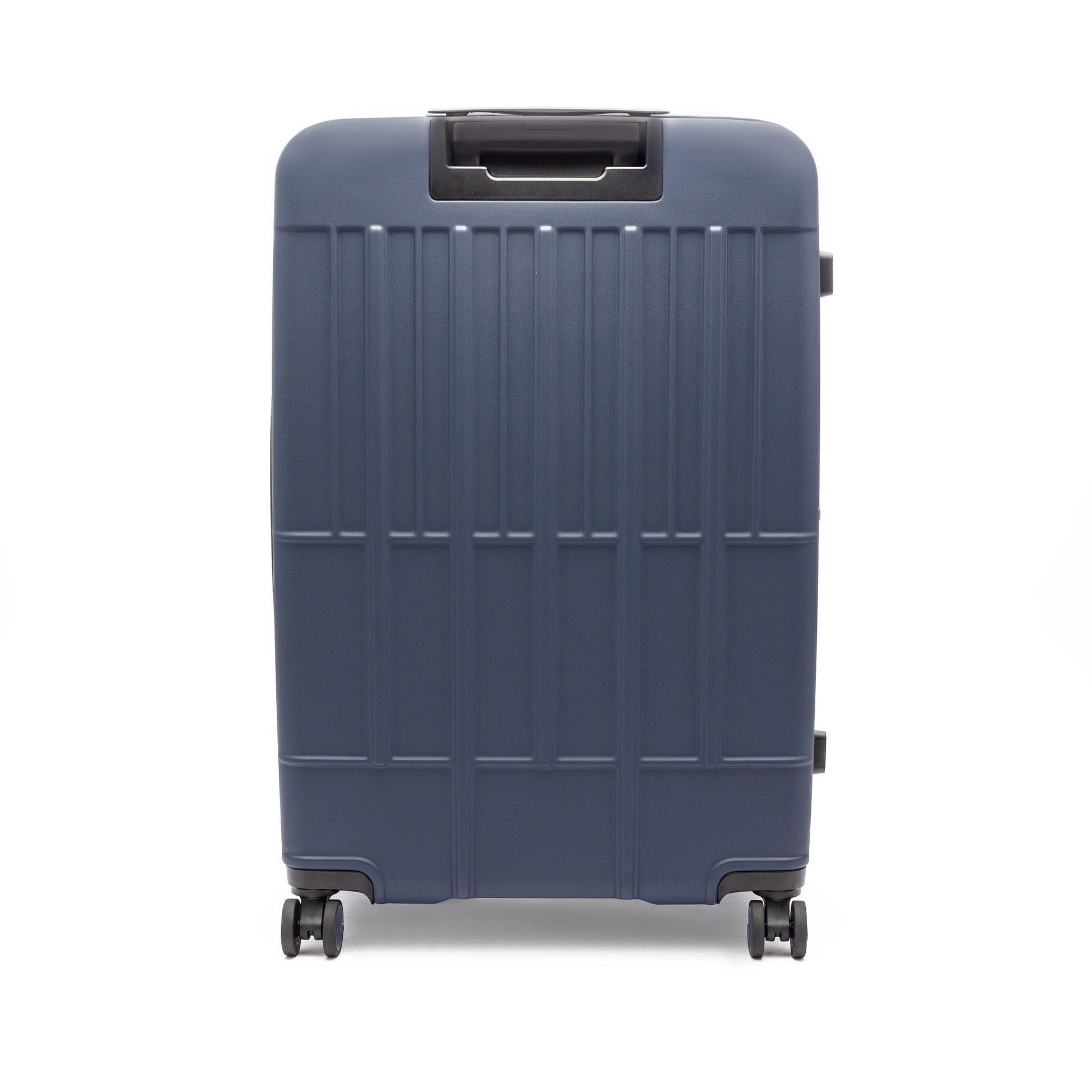 Beside-U Posh Voyage 28" navy hardside spinner suitcase, upright, front view against a white background.