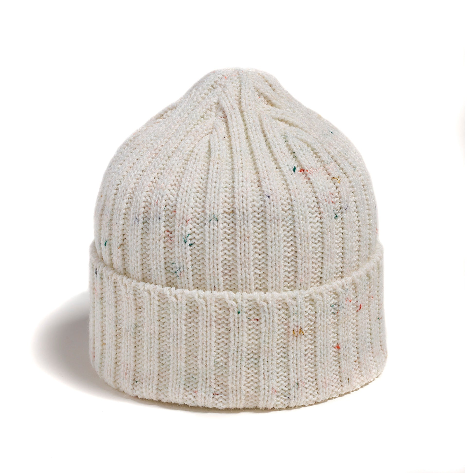 The Brume Owl's Head Hat is a cozy, unisex white beanie with subtle speckles for cold-weather style.