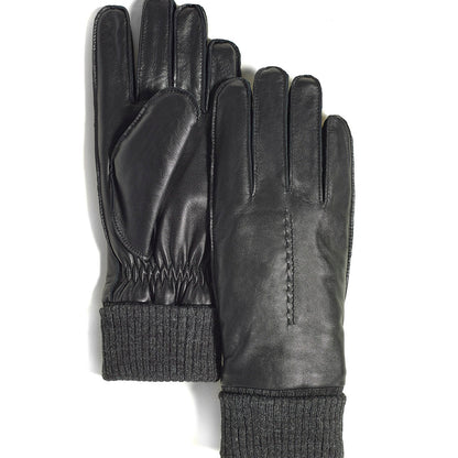 Brume Dartmouth Glove, black leather with black fabric cuff