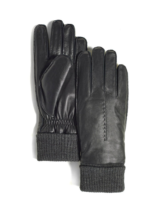 Product Image – Brume Dartmouth Glove, black leather with black fabric cuff