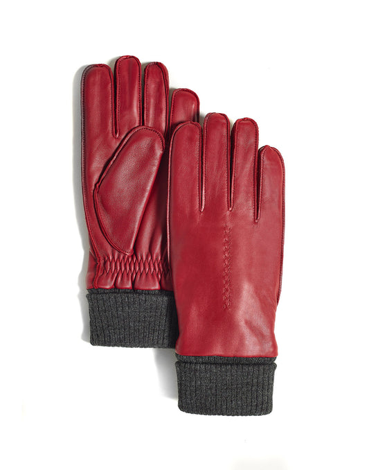 Product Image – Brume Dartmouth Glove, red leather with black fabric cuff