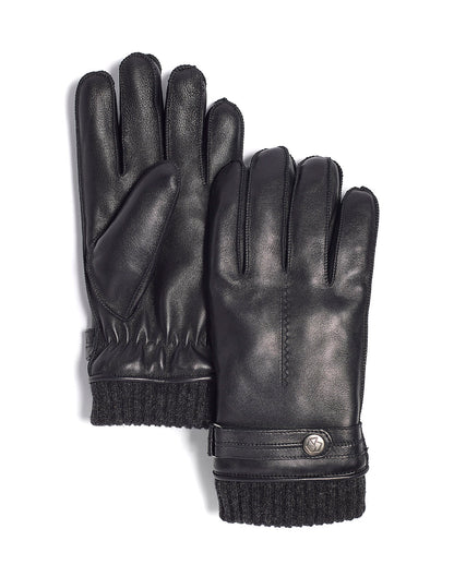 Brume Nelson leather Glove in black with black knit cuff