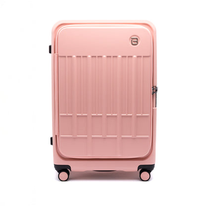 Front view of Beside-U Posh 28" luggage in pale mauve pink colour.
