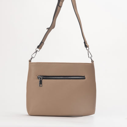 Miss Caprice Front Zipper Crossbody with adjustable strap, shown on a plain white background.