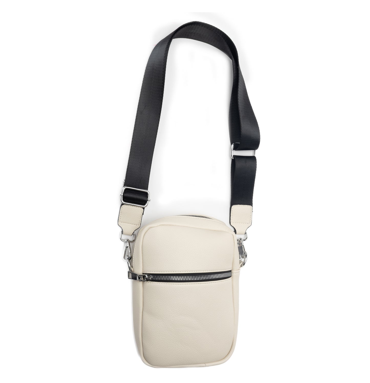The Miss Caprice Compact Crossbody features a front zipper pocket and wide black adjustable strap for daily ease.