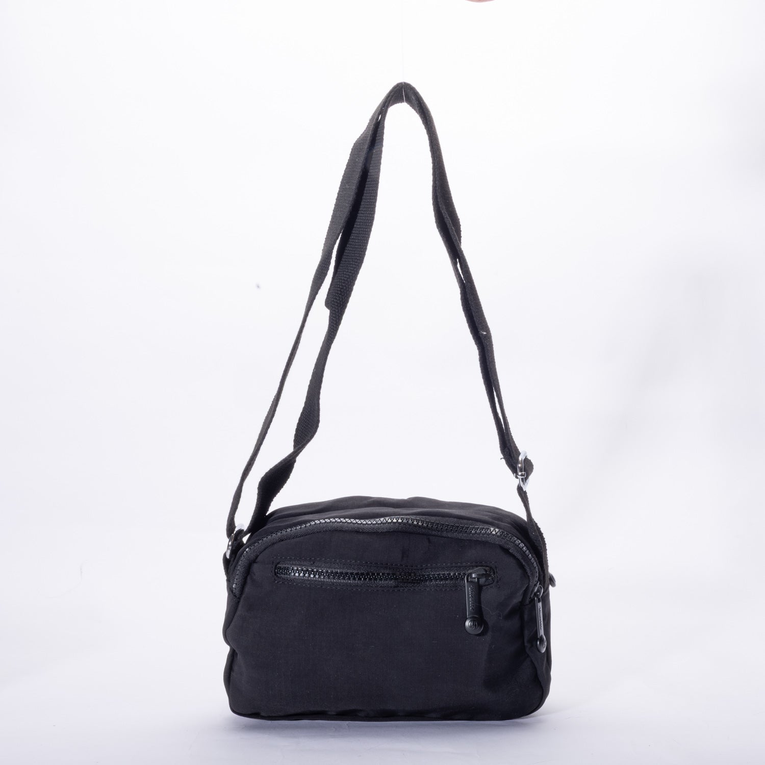 Miss Caprice Compact Nylon Crossbody has two zippered compartments, perfect for daily use, shown on white background.