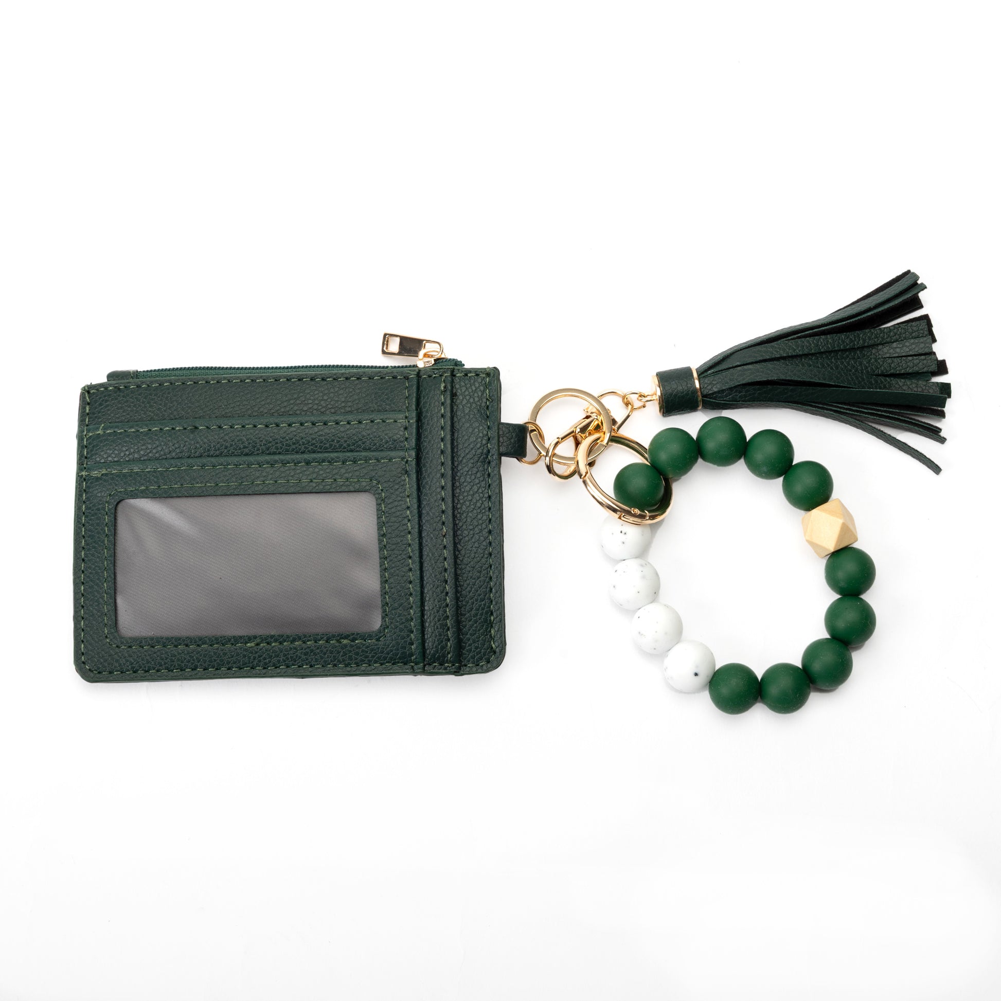 Miss Caprice Cardholder with bracelet keychain, clear ID slot, and leather tassel by Miss Caprice.