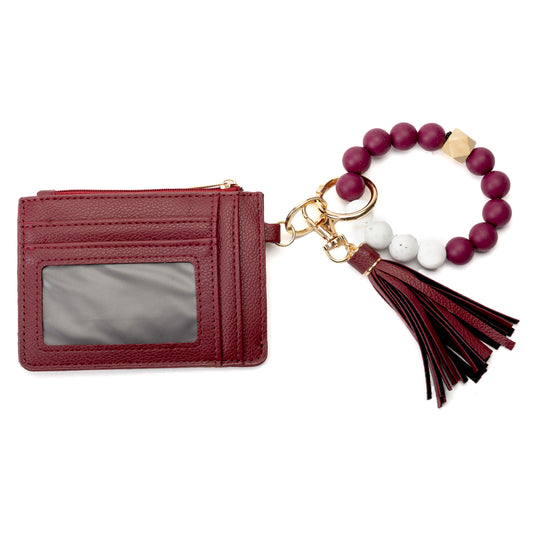 Product Image – Miss Caprice Cardholder with bracelet keychain, clear ID slot, and zipper pocket by Miss Caprice.