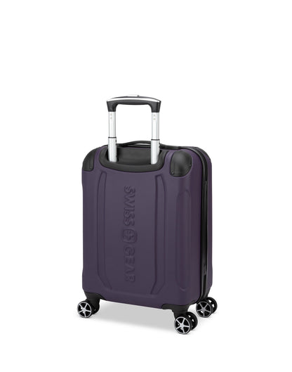 Swiss Gear Central Lite 19" Hardside Carry-on Spinner in plum, back angled view